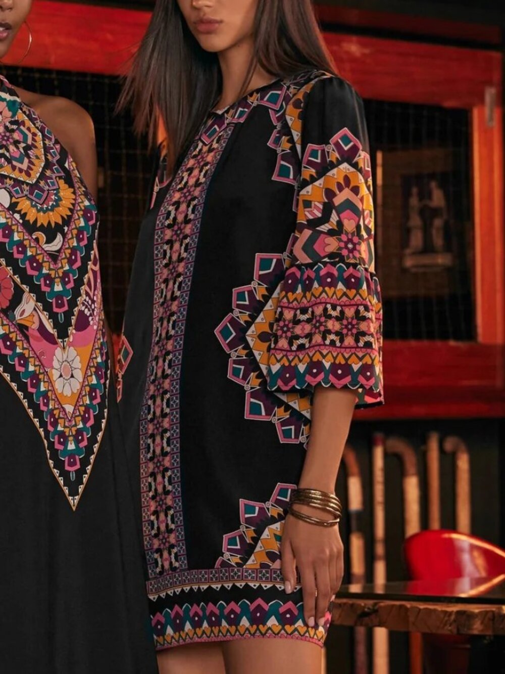 Johnny Was Jade Lunna Mini Dress XS Silk/Viscose Kalessa Print, Flare Slv, Lined